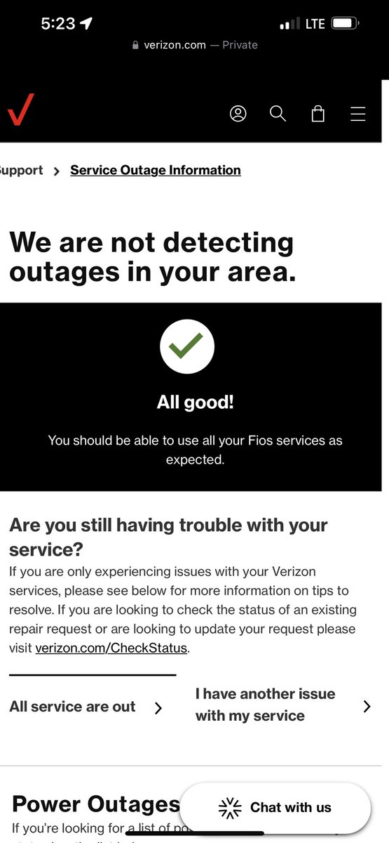 apit4lif's tweet photo. @MikeShupp @verizonfios But the website says… horrible customer communications platforms across the board from the supposed biggest, best provider of the fastest data in the country. Guess all that sunshine and mild weather today is to blame. https://t.co/WEMqPP8N8T
