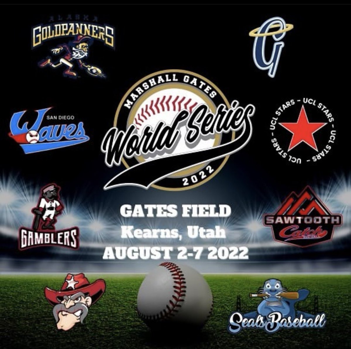 Utah College League Stars will be playing in the Marshall Gates World Series, August 2-7 at Gates Field, Kearns, UT. 
Scheduled and info — 
gatesworldseries.com