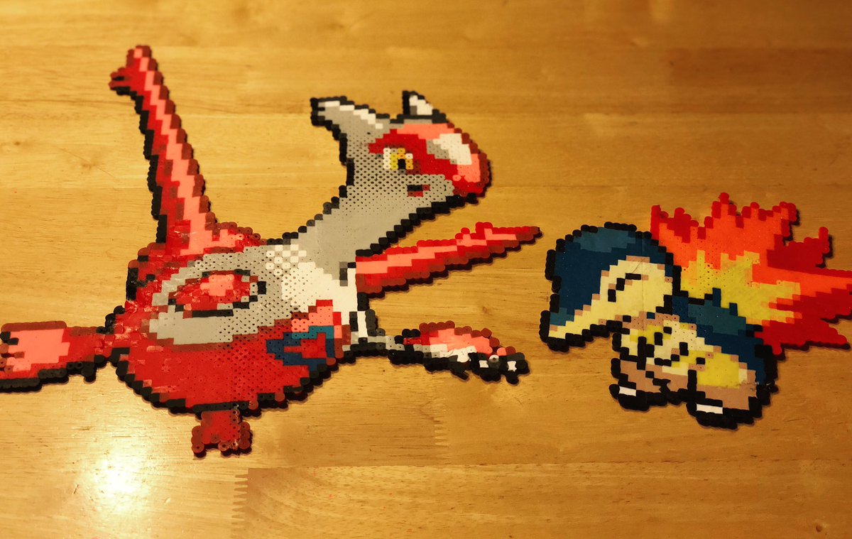 Check out these Latias & Cyndaquil perler bead crafts my nieces & I made over the weekend! 😊❤️🐉🔥

#pokemon #pokemonperler #perlerbeads #perlerart #crafts