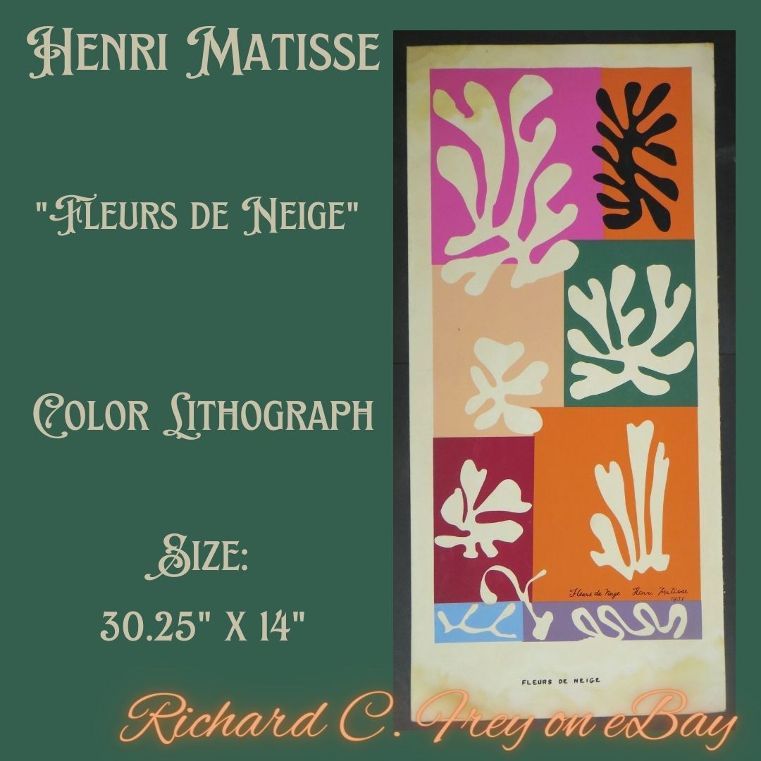 Henri Matisse Fleurs de Neige
ebay.com/itm/1254434250…

#henrimatisse #matisse #Lithograph #Fleursdeneige #art #avantegarde #frenchart #1950s #fineart #artgallery #decor #homedecor #floralart #plantsart #Vollard #botanicalart #colorfulart #boldart #eBayseller #artdealer #ebayfinds