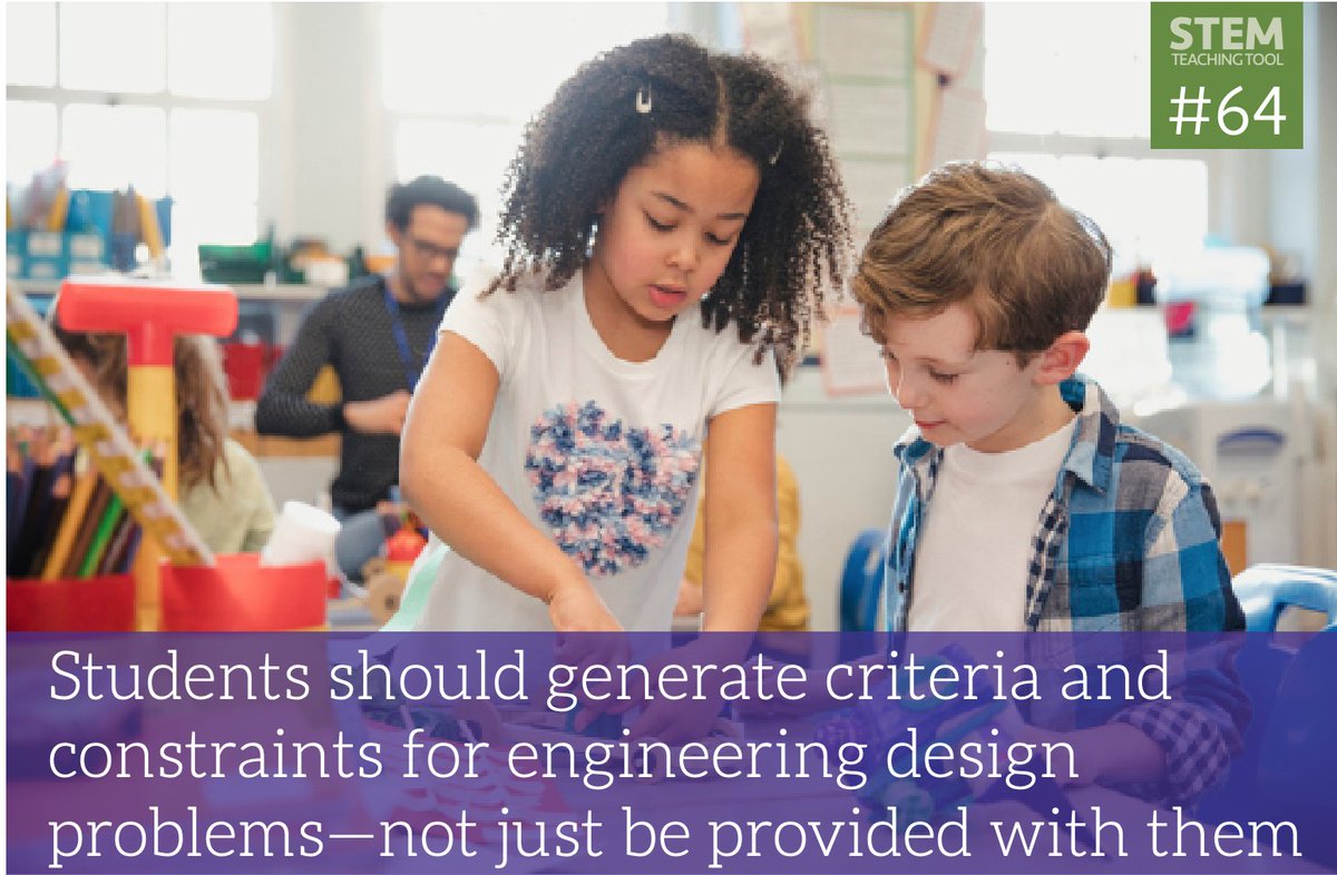 STEMTeachTools's tweet image. Teachers should open up the process of defining engineering problems, criteria, and constraints to students
stemteachingtools.org/brief/64

#SciEd, #ScienceEd #STEMed, #NGSS #NGSSchat