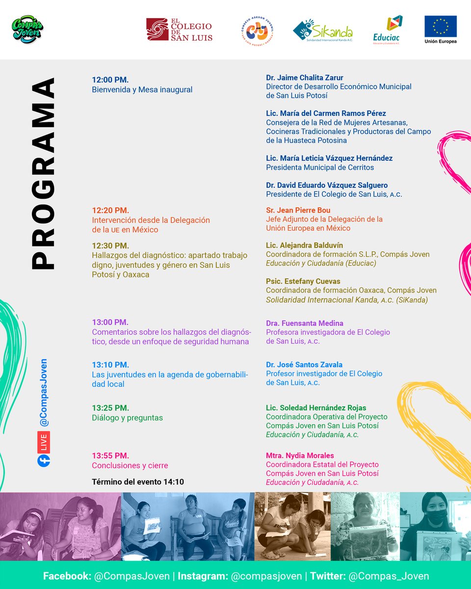 EDUCIAC's tweet photo. El equipo @Compas_Joven invita a la Presentación de resultados y hallazgos del diagnóstico sobre juventudes y trabajo digno en SLP y Oaxaca; que se llevará a cabo el día viernes 5 de agosto en @elcolsan a las 12:00 pm.
#CooperaciónUEMX #ProgramaJuventudes https://t.co/2GsnWjdQzL