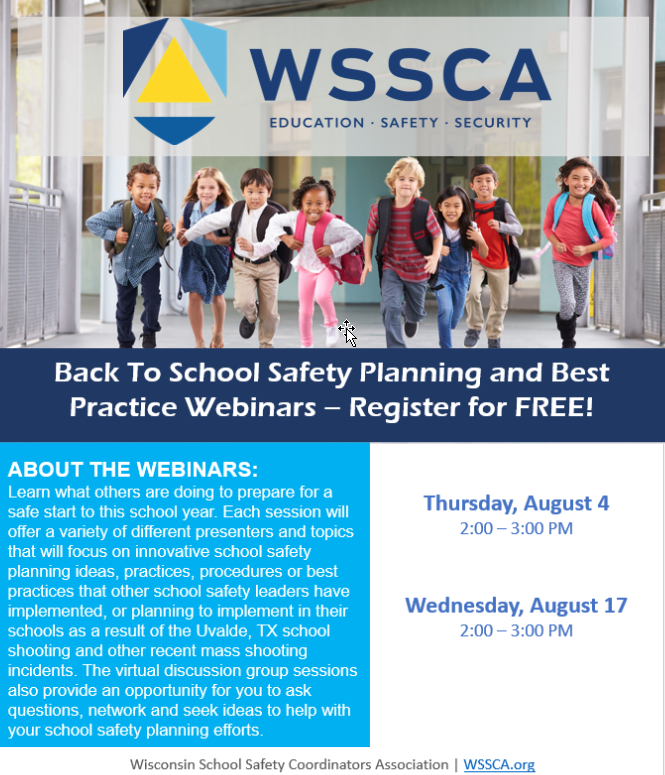 Here is an excellent opportunity to learn about #Planning and #BestPractices for #SchoolSafety presented by the Wisconsin School Safety Coordinators Association: wssca.wildapricot.org/event-4902011 @mcpasd <a href="/MononaGroveSD/">Monona Grove School District</a> <a href="/WSSCAupdates/">WSSCA</a> #Free