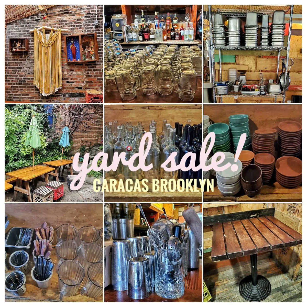 Starting Tuesday 8/2 from 12-6.30pm come to our yard sale at 291 Grand St. Furniture, kitchen utensils, art, silver, glass &amp; stoneware.  All our very much pre-loved &amp; history rich things!
#caracasBROOKLYN 
#Williamsburg 
#brooklyn