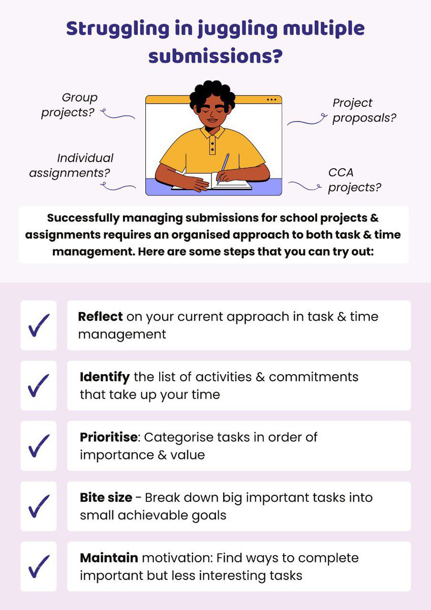 SingaporePoly's tweet photo. 🎵 My projects don’t juggle juggle, it falls 🎵 here are some tips for you as you complete and submit all your assignments in the coming weeks 💪 https://t.co/f9hAADQB3R