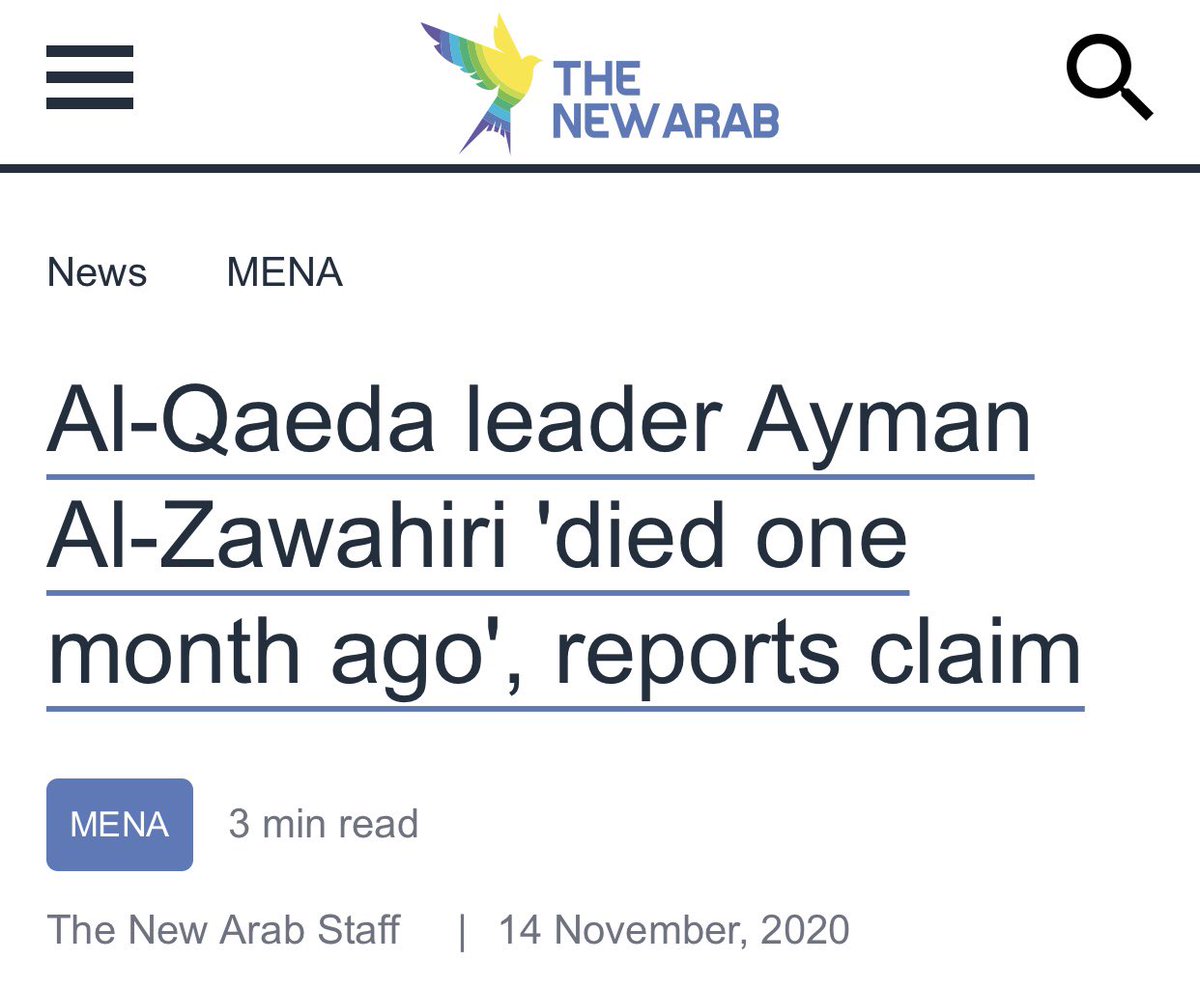 So, al-Qaeda’s Ayman Zawahiri just died a 2nd time?! 😂😂😂

He already died of natural causes in October 2020!! 
WTH is going on??