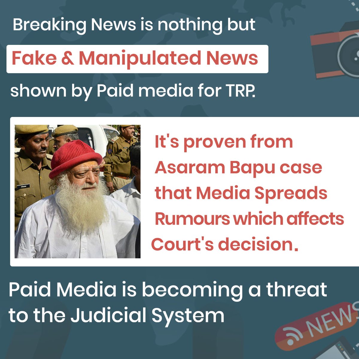 jagohindustani_'s tweet photo. Behind The Scenes of 
#ConspiracyAgainstAsharamBapu : 
- Paid Media Spreads Rumours
- Depicts a false case as a monstrous reality 
- misuses the trust of the people 
- media trial declares result of Asaram Bapu Case even before complete investigation
- defamed an innocent Saint https://t.co/qyOH1RWqa4