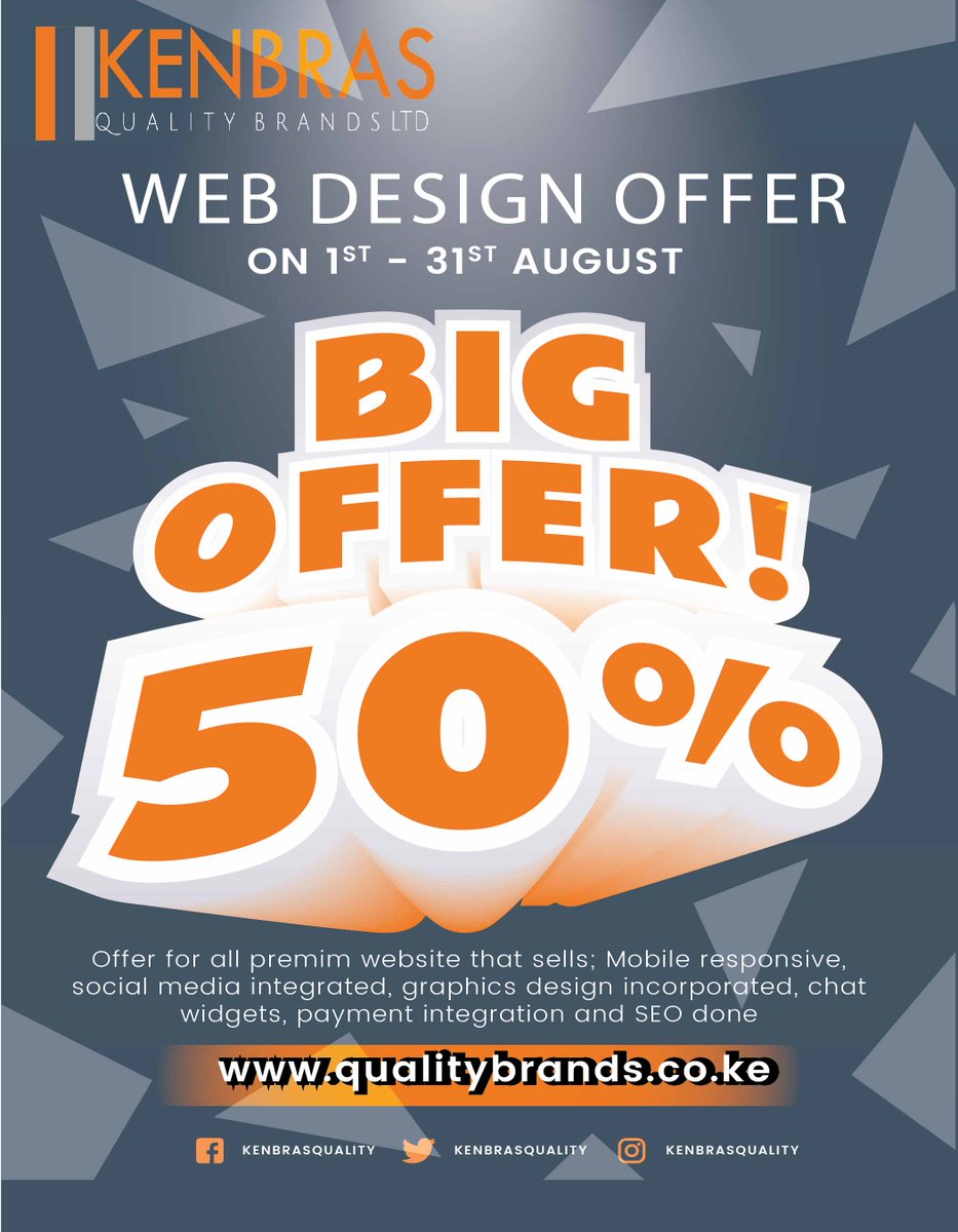 KenbrasQuality's tweet photo. Offering a huge discount for August going for $380 ONLY. This is for premium websites online with features like payment integration, social media integration, SEO, Mobile Responsive, Chat Widgets, and world class interface. Find contact details and portfolio on this flyer
#Web https://t.co/s9Cd9fhuei