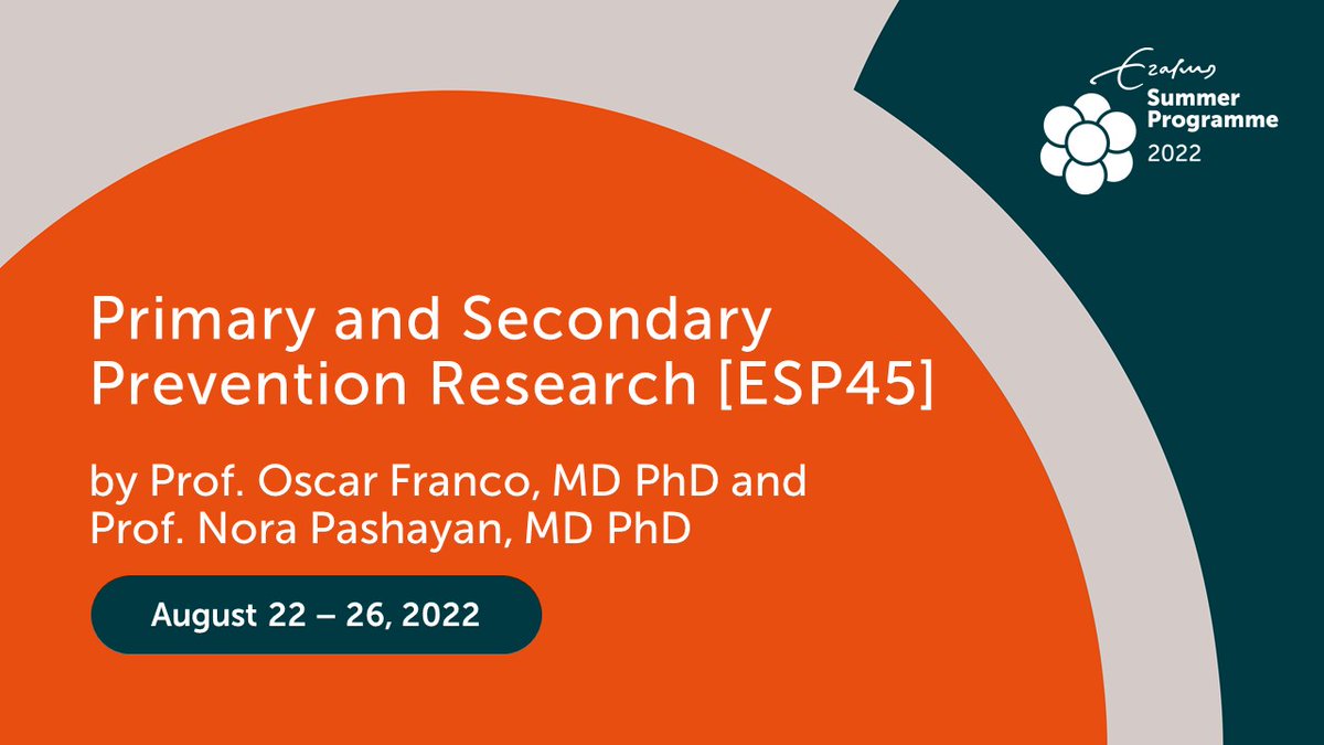 This course is back in the #esp2022 programme and taught by Prof. @OscarH_Franco and Prof. <a href="/Norapashayan/">Nora Pashayan</a>. Learn about methods and practices of research, in the planning, development and evaluation of interventions to prevent ill health. Sign up here: bit.ly/3cYnepA