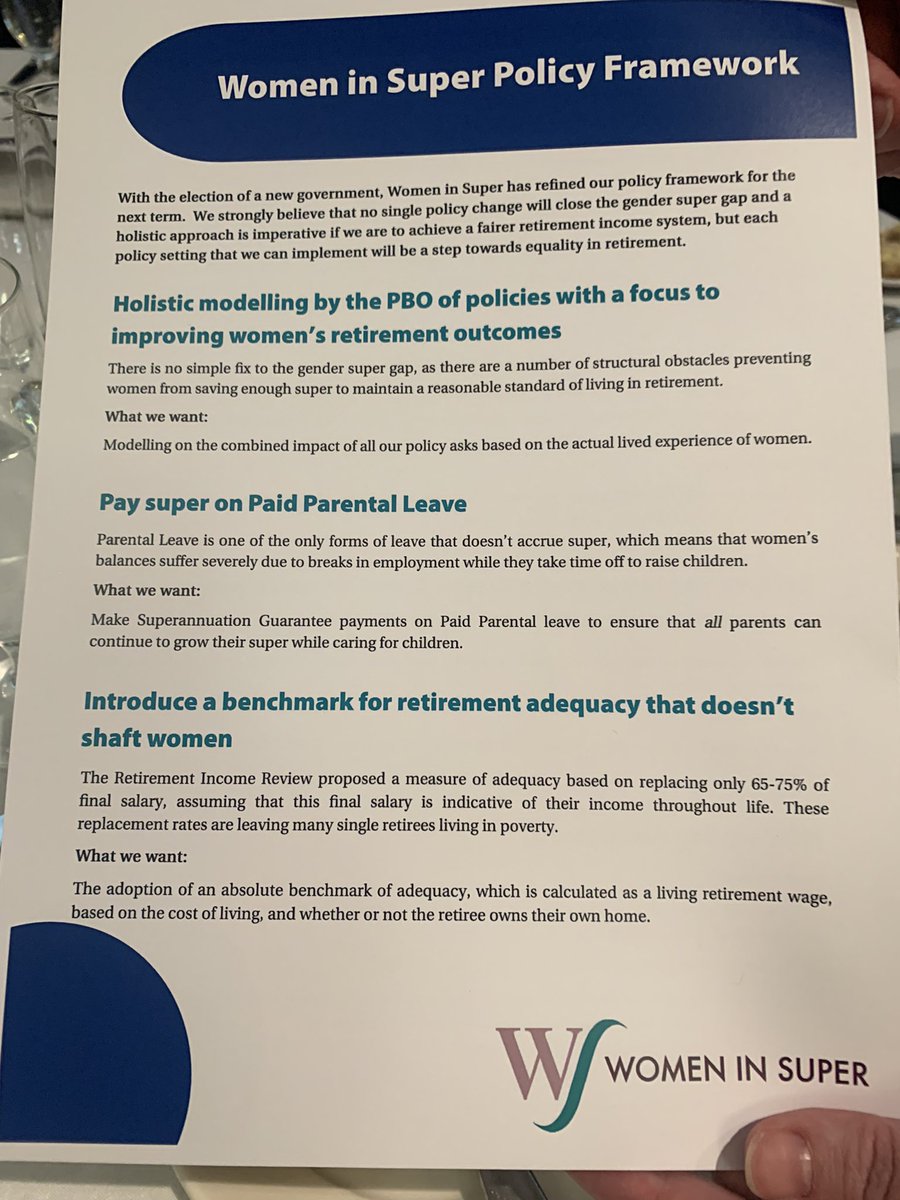 melstar72's tweet photo. ‘ The outcomes for women in retirement are the outcome of systemic discrimination against women’ #womeninsuper @womeninsuper #robbiecampo We need a systemic fix - see policy proposals attached @aistbuzz https://t.co/Tl0vk4zGtg