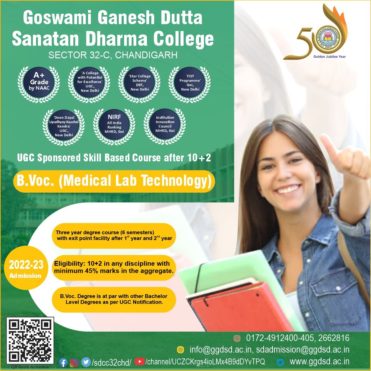 sdcc32chd's tweet image. ADMISSION OPEN NOW (2022-23) in B.Voc (Medical Lab Technology)
Non-Centralized Admission
SKILLED BASED COURSES
#students
#medicallaboratory
#labtechnology
#medical
#GGDSD
#ggdsd32
#admissionsopen
#college
#university
@sdcc32chd
@eduminofindia
@ugc_india