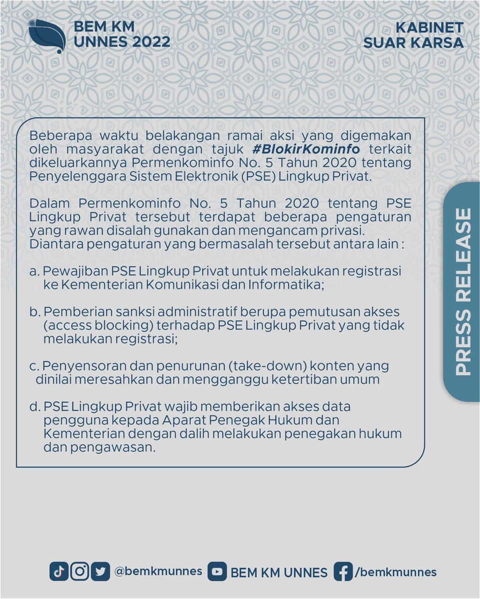 bemkmunnes's tweet photo. #BlokirKominfo
#TolakPermenkominfoPSELingkupPrivat https://t.co/MA0iBvFopj