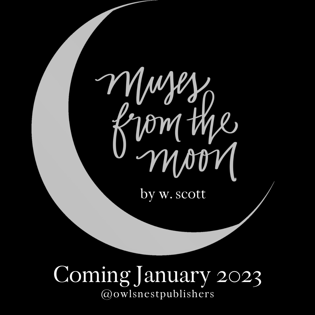 Title Reveal Time! We are so happy to announce the title of @w_scott_author's upcoming book of poetry for teens. 🌙MUSES FROM THE MOON🌙, coming January, 2023!