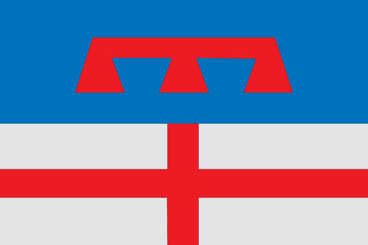 14. Bandera del barri de Sant Martí de Provençals. La bandera està dissenyada a partir de l'escut de l'antic poble que rebia el mateix nom.