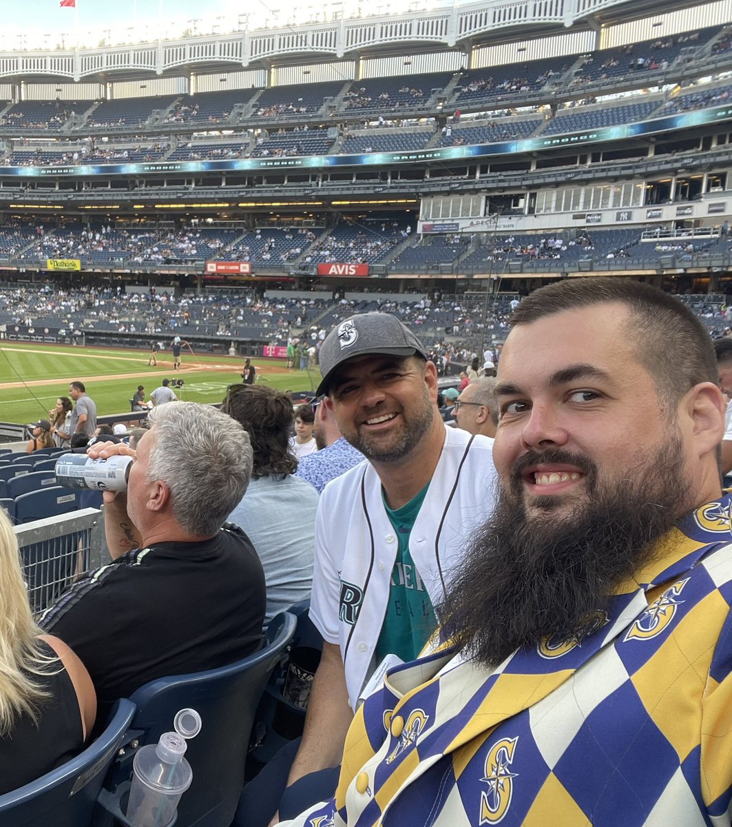 greg_powell's tweet photo. #SeaUsRise our fifth game in five days - with @MarinersSuitGuy … #WHEREiROOT  (Yankee stadium is iconic!) https://t.co/MqktJAXK9t