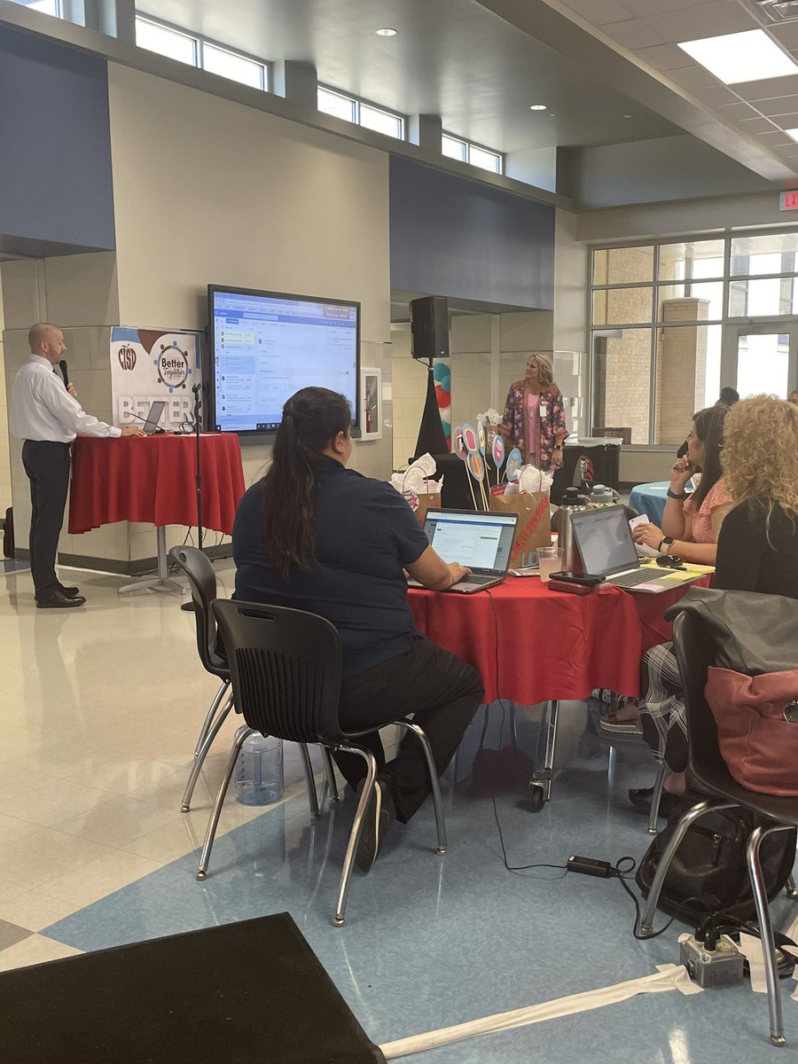 MrsBalster's tweet photo. Excited to welcome the new teachers to #CastleberryISD! Great day of learning and connecting #CISDBetterTogether @jlo731 @SalleeClark @MischMindset https://t.co/QMb6WLeu6J