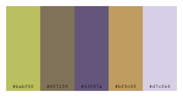 ColPaletteBot's tweet photo. Beep beep, here's a pretty color palette for you!
color-scheme.js parameters used:
- hue: 274
- variation: soft
- colors: #babf60, #807159, #63567a, #bf9c60, #d7cfe6
Have a lovely evening!
#twitterbot #colorpalette #colors #palette #prettycolors https://t.co/xXhDs0DAn2