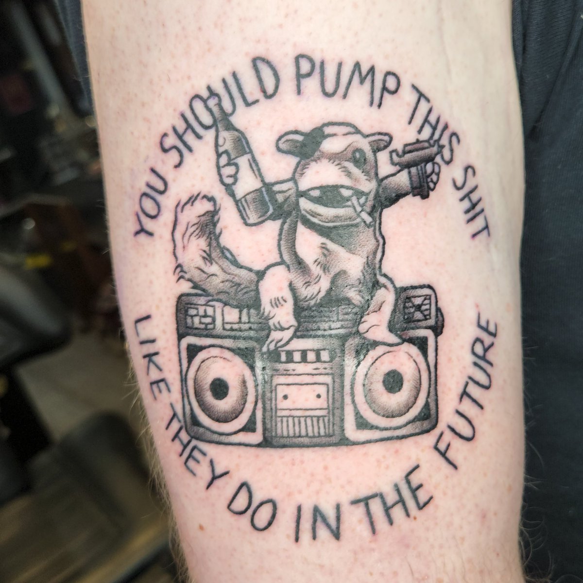 strapped4thrash's tweet photo. I never use Twitter, but I want @therealelp to see my Mr. Killums tattoo, so hopefully he does. @runjewels #rtj #pumpthisshit https://t.co/abuIeyUtkc