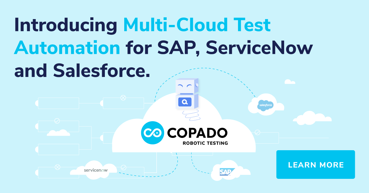 CopadoSolutions's tweet photo. We’re enabling human testers by letting them focus on strategic and creative work. Now on @SAP @ServiceNow and @salesforce #TestAutomation #DevOps #SAP #ServiceNow #Salesforce #Testing #CopadoRoboticTesting https://t.co/UGDoSyO4XR https://t.co/ZC6ZJvyZXo
