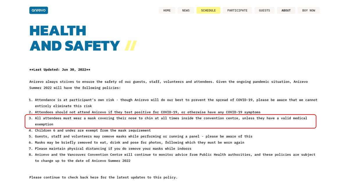 daka_x's tweet photo. @VanConventions @AnimeRevCanada Then you guys have had a serious communications problem. @AnimeRevCanada's health policy on their website clearly required masks in all areas.

In a 7th wave driven by BA.5, large events like #Anirevo2022 required masks and now the VENUE doesn't comply. #bcpoli #covid19bc #MaskBC https://t.co/85kVXdt0ZB