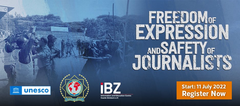 MOOC on 'Freedom of Expression and Safety of Journalists' A Collaboration of UNESCO, IPA and IBZ Gimborn Enroll for this free, massive open online course (MOOC), presented by UNESCO, the IPA, and IBZ Castle Gimborn. Find out more: bit.ly/3n08ybb