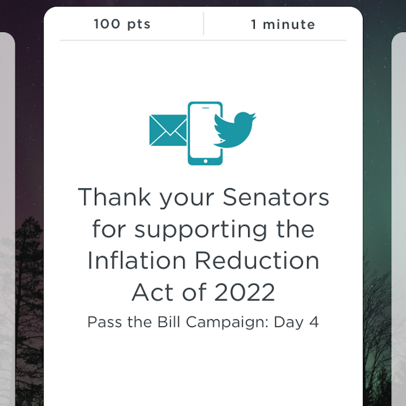 MyClimateApp's tweet photo. ACTION OF THE DAY: Thank your Senators for supporting the Inflation Reduction Act of 2022

Download the Climate Action Now app to take this action and thousands of others!