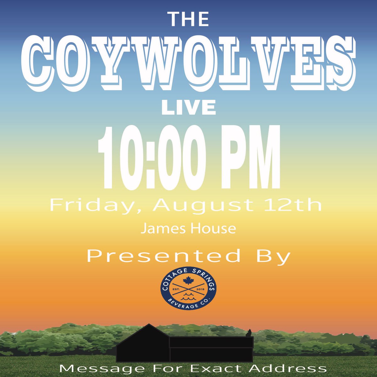 Guelph! time to rock the neighbourhood on a Friday night in the Royal City. Don't miss out on the biggest backyard party of the summer. Message for the address.

Presented By Cottage Springs