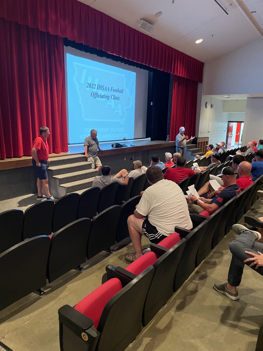 BigRedsPride's tweet photo. Football officials clinic tonight at MV. Mr. Todd Tharpe, Mr. Jared Chizik, and Mr. Chris Girres from the Iowa High School Association presenting. #FootballSeason #ItsGettingClose #MVPride https://t.co/qFxblV8FDZ