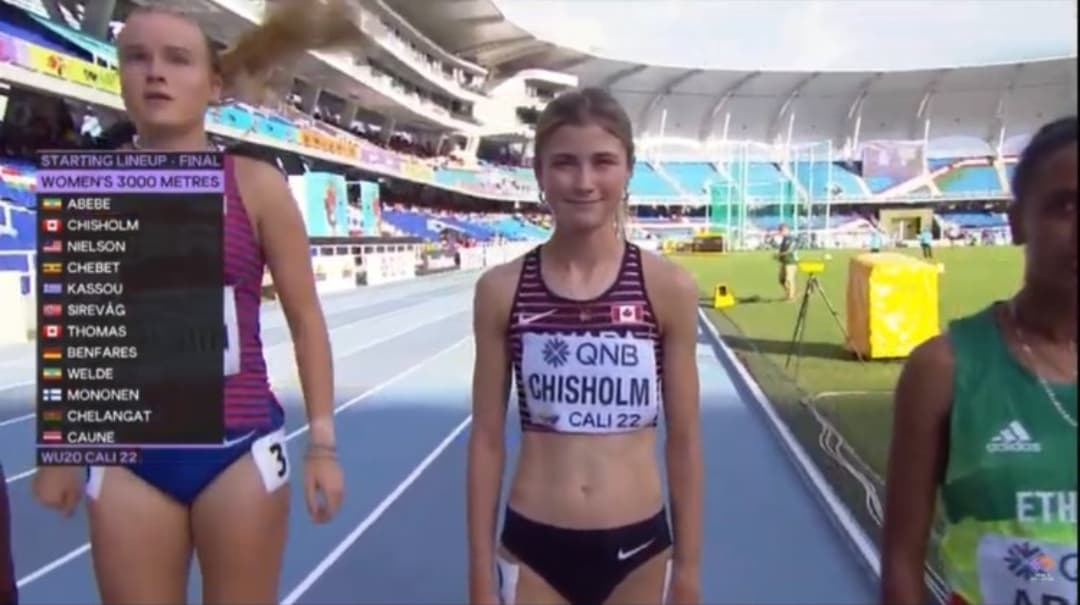 Congratulations to Siona Chisholm of Antigonish, NS who placed 7th in the women's 3000m at the World Athletics U20 Championships in Cali, Columbia! Her time was 9:29.65 🇨🇦🇨🇴