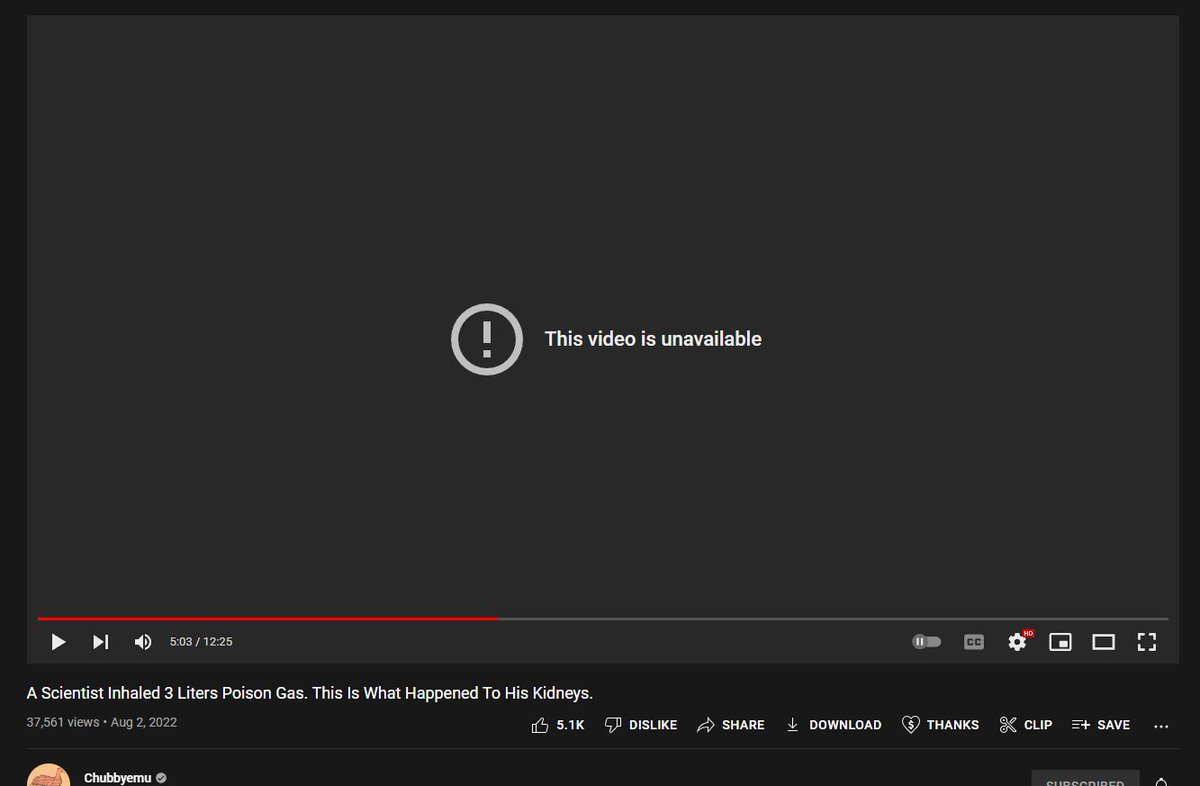 MaverickMartyn's tweet photo. @chubbyemu I was watching your latest video when it went private. Not sure if that was on purpose. https://t.co/fU2A2v07Jb