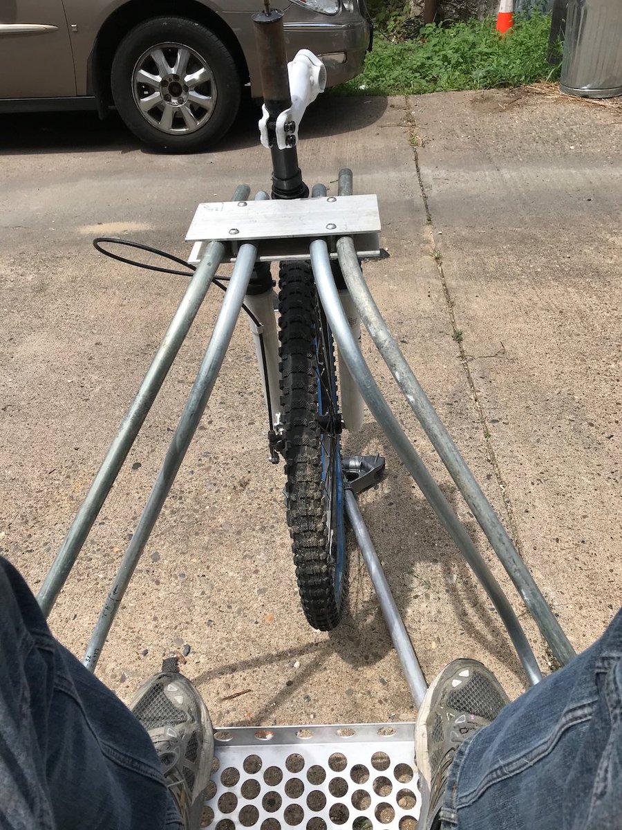 EMule2020's tweet photo. New progress: completed bend angle and length templates for the front arm sweeps that will support the front wheel (yes, it's needed, to reduce steering forces/resistance against pilot, applied by the loaded cargo bed). https://t.co/gWax0khsGK