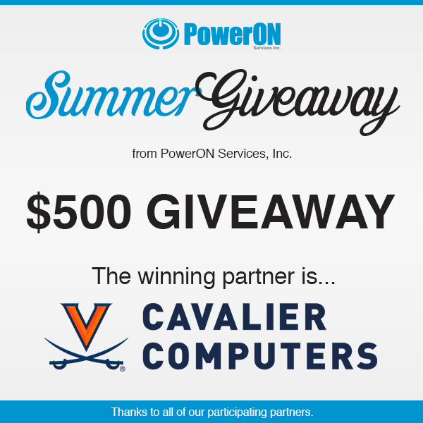 PowerONServices's tweet image. The Grad Giveaway $500 winner is Cavalier Computers (@cavcomp). Congratulations! We want to thank all of our trade-in partners for your participation in this giveaway.

#TechBuyBack #TechTradeIn #AppleTradeIn #SummerGiveaway #PowerON