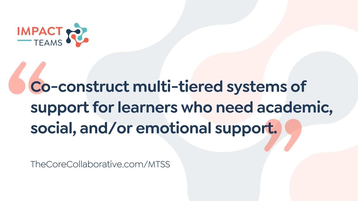 How do Impact Teams advance quality implementation of Multi-Tiered Systems of
Support? Learn more:bit.ly/3PU7YbH

 #EdLeaders #EdChat #PLCs #TraumaInformed