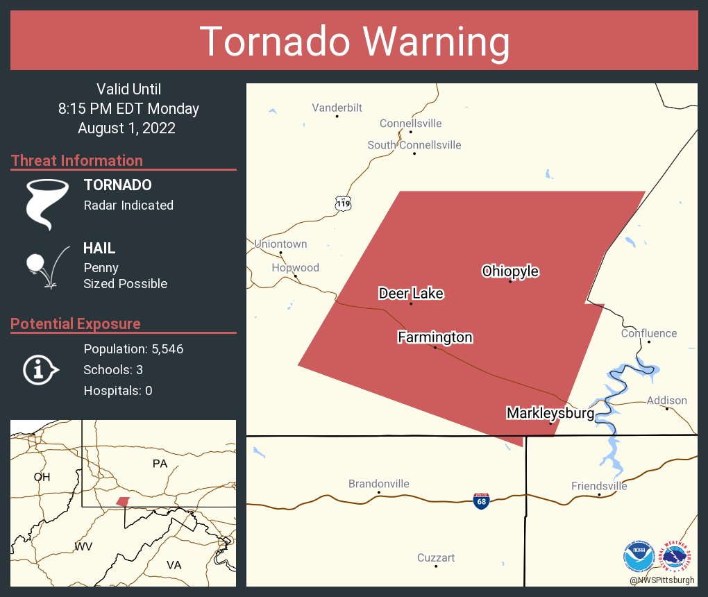 NWS Tornado on Twitter "Tornado Warning continues for Farmington PA