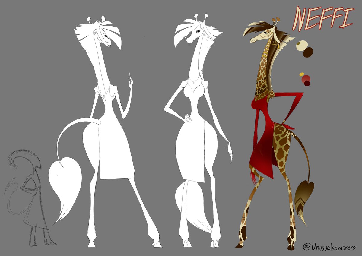 Unusualsombrero's tweet photo. Neffi, Character model base for giraffe in the style of #HelluvaBoss and #HazbinHotel 

#HelluvaBossFanart #HazbinHotelFanart #HelluvaBossOC #HazbinHotelOC #characterart #characterdesign https://t.co/9v9redvIJU