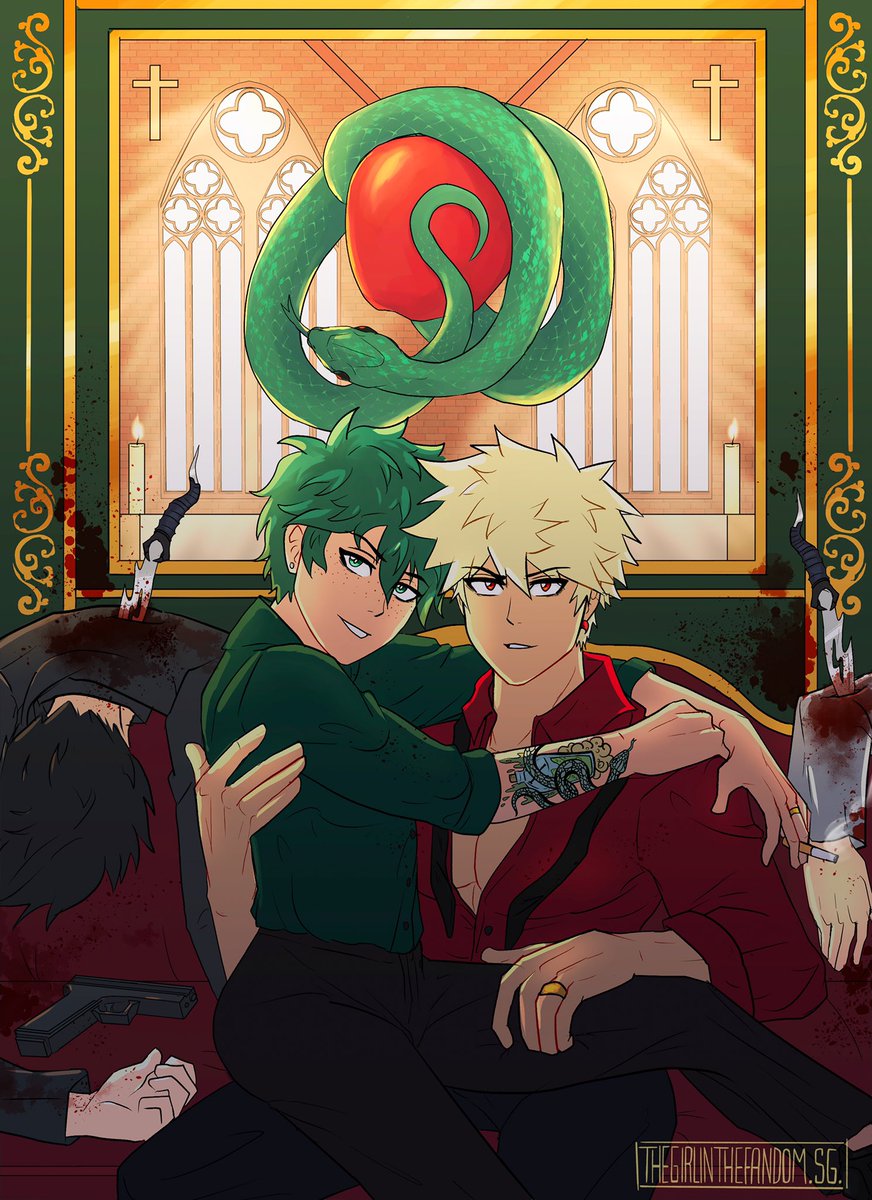 girlinthefandom's tweet photo. Late piece for #TwinStarsWeek2022 day 5, Villain AU but make it Deathly Beautiful by @KyuukaKoinu 🐍🍎 
.
#bkdk #dbtwt https://t.co/AYiBUCNqCr