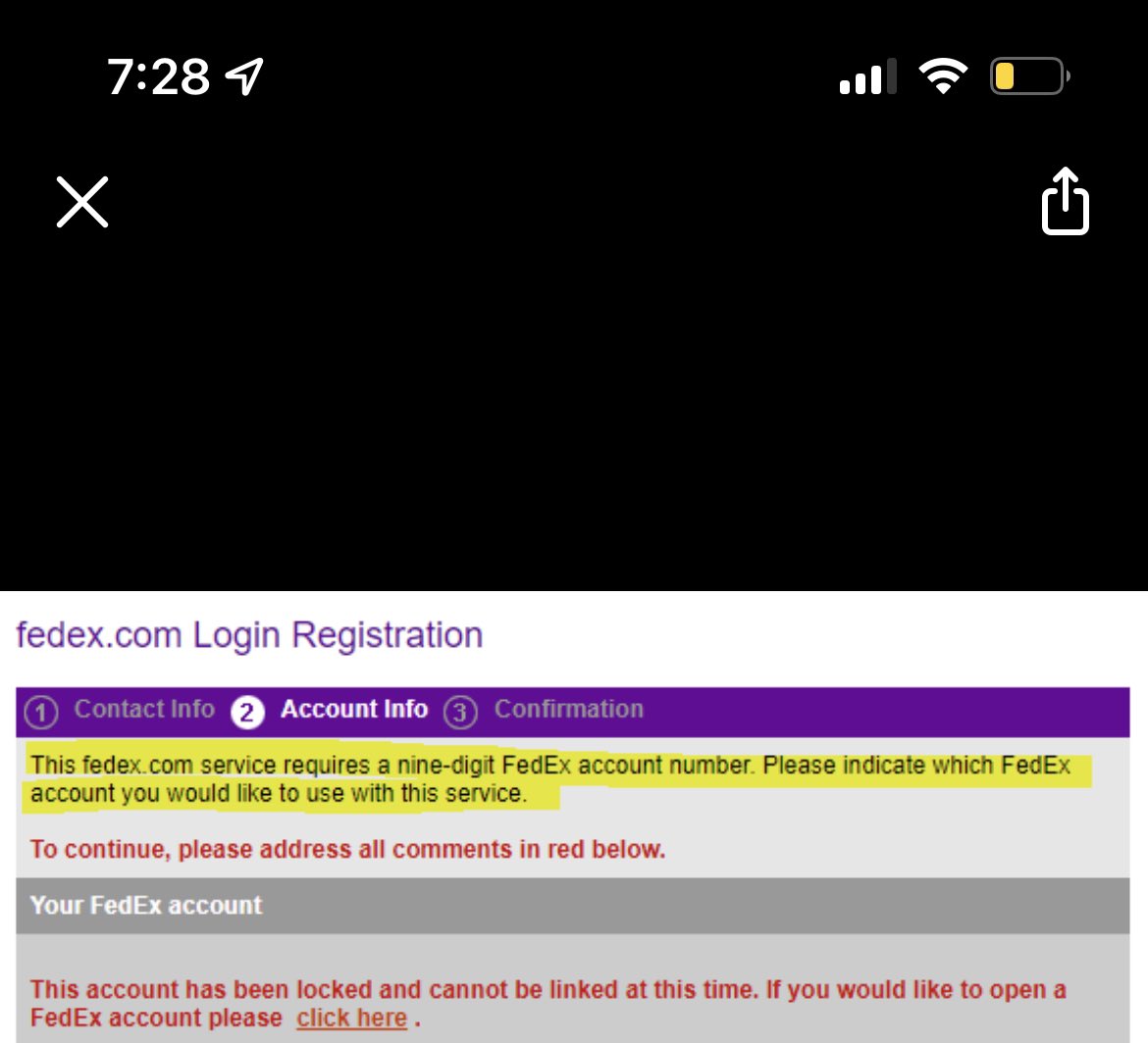 eL_zee8's tweet photo. @FedExHelp I need assistance with setting up FedEx reporting for my business account. The account number is correct but I am unable to proceed. https://t.co/gjYXSBkxjB