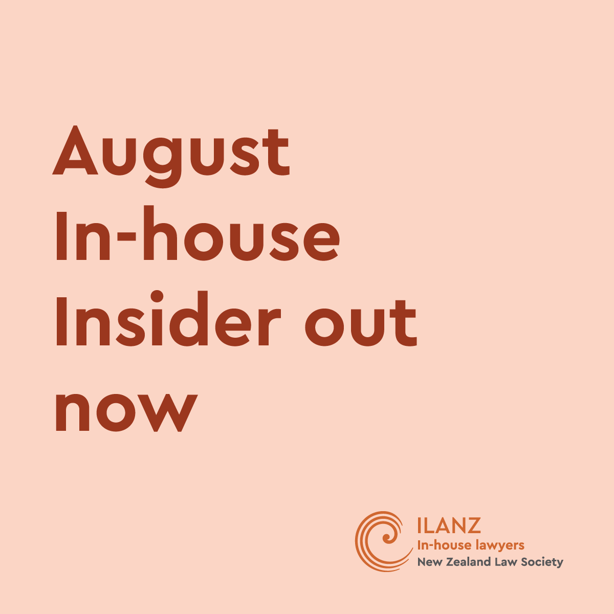 The August In-house Insider is out now!

In this issue we share:
- our new ILANZ Podcast series
- new mailing lists to join and upcoming events
- NZLS wellbeing support services and more

Read the August Insider: mailchi.mp/lawsociety/in-…

#ilanz #ilanzinsider #inhouseinsider
