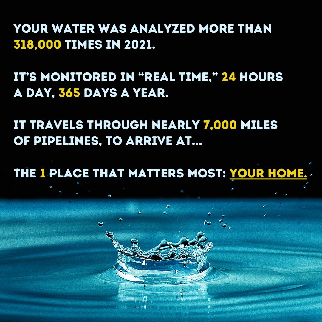 August is National #WaterQualityMonth, but we take water quality seriously 365 days a year!

Find out how our water measures up. Find your 2022 water quality report: bit.ly/3BkPQmP