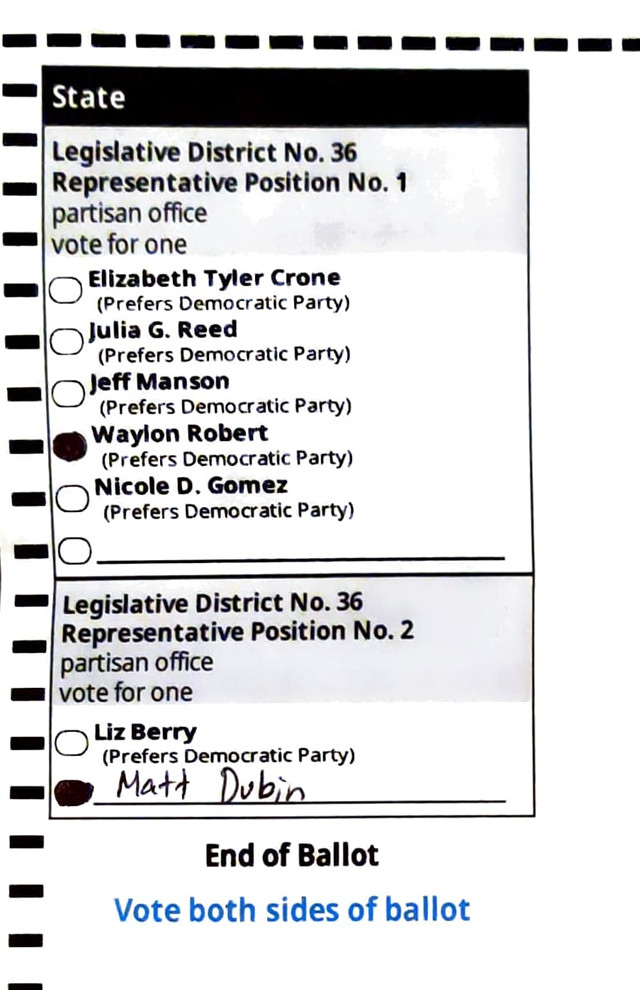 BorisForOffice's tweet photo. #waelex ballots due Tue Aug 2nd by 8pm

Voted
* US Senate - @SmileyForWA 
* US Rep, CD-7 - Cliff Moon
* Sec of State - Julie Anderson @nonpartisansos 
* State Senate, LD-36 - Kate Martin @tweetsfromkate
* State Rep, LD-36 Pos. 1 - Waylon Robert https://t.co/WLi46kN8xr