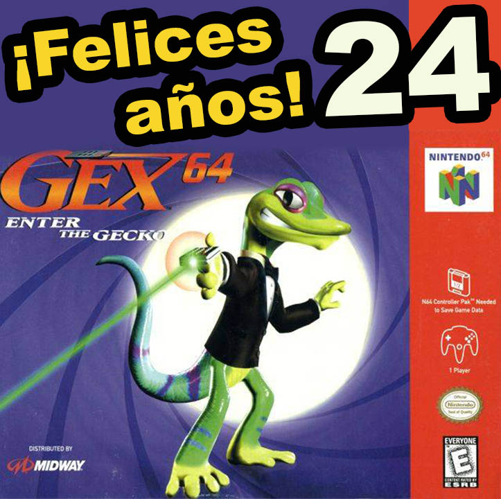 Anacrogames's tweet photo. HOY cumple 24 años #Gex64: Enter the Gecko.  
Este plataformas para la consola de Nintendo fue lanzado el 1 de Agosto de 1998 en USA. Es la secuela de Gex el título de 1994 protagonizado por este Gecko que supo ser también la mascota de 3DO.
Para ver MÁS👉 #EfeméridesAnacrónicas https://t.co/gd4NCb2sAZ