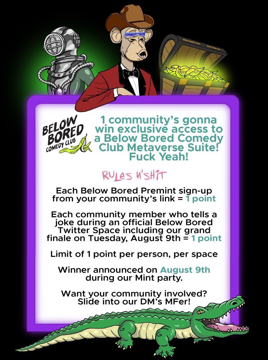 BlowiesNFT's tweet image. A community is going to win, why not yours?! 
Rules n&apos; shit here: medium.com/@BelowBored/34…