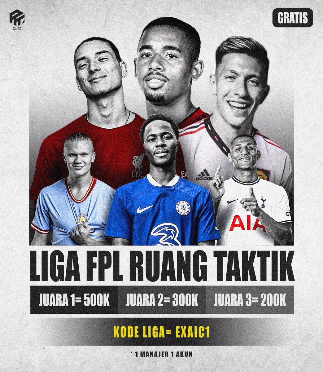 Ruang Taktik bikin FPL juga. Ga pake syarat &amp; daftar khusus biar ga ribet. Tp musti FAIR PLAY, 1 manager 1 akun. Gas join, ya.