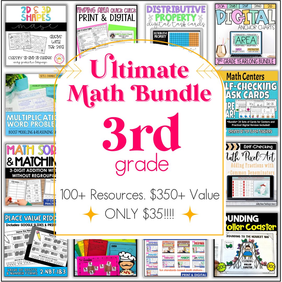 _MrsHutton's tweet photo. Elementary options too! 100 resources for less than $0.35 a resource! Sale ends tonight (Monday 8/1) at 11:59pm!
#mtbos #teachertwitter #elementarymath #mathteacher 
https://t.co/hXU2YQgX4C https://t.co/ENPCoXd9XU
