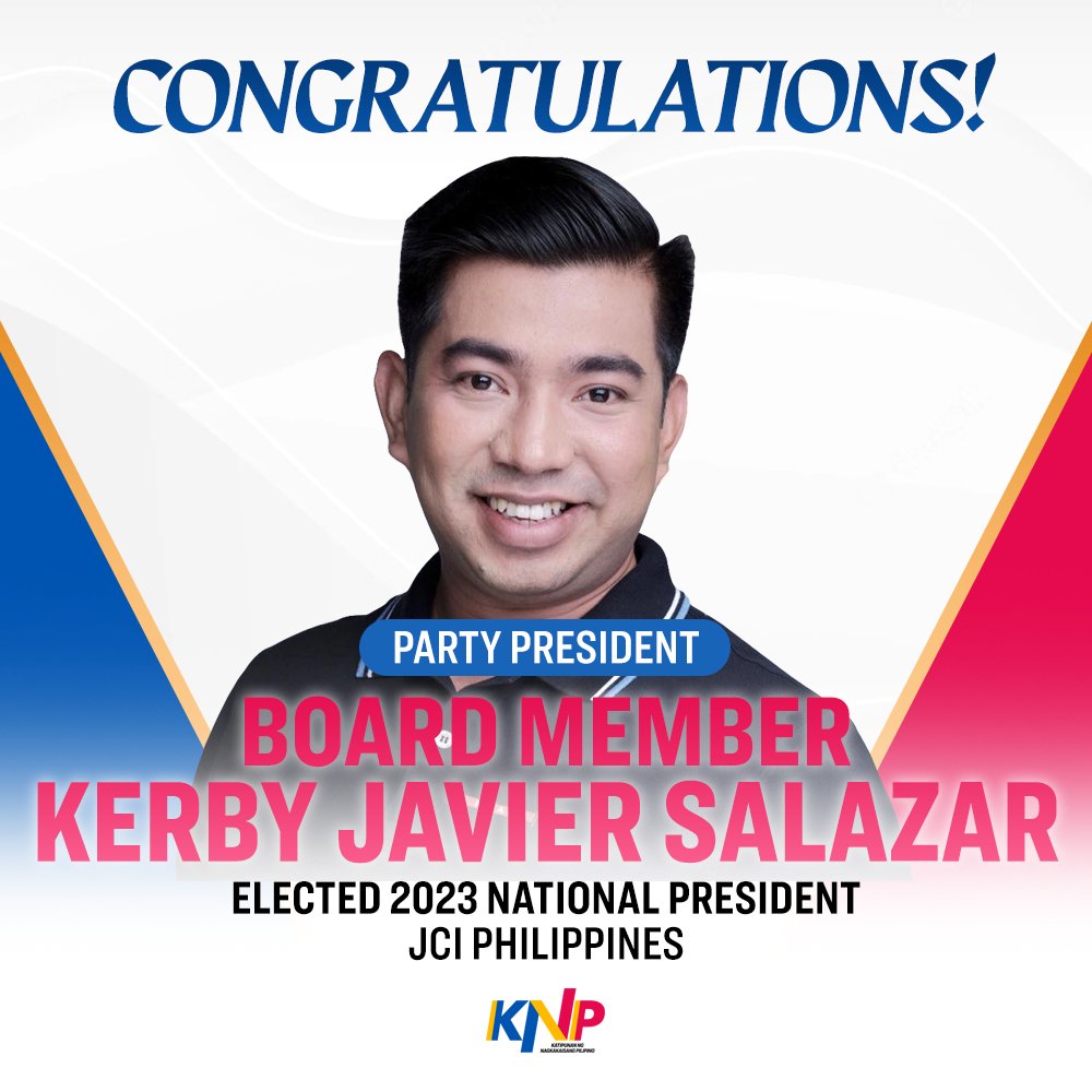 Congratulations to our very own KANP Party President and Cavite Board Member Kerby Javier Salazar for being elected as the 2023 National President of the JCI Philippines! #KayaNatinPilipinas #JCIPhilippines