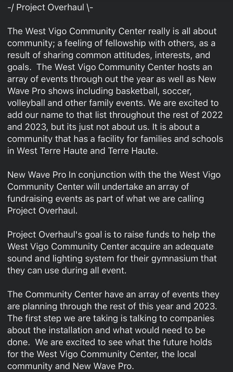 NewWave_Pro's tweet photo. if someone matches the $250 tonight from our first donation, we have confirmed that WILL ALSO BE MATCHED!
#PROJECTOVERHAUL is underway!
#NWP #WVCC #WWERAW https://t.co/Ggu3F1mnRm