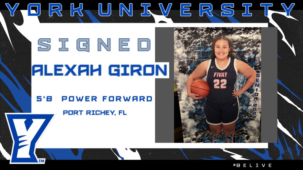 YUPanthersWBB's tweet photo. Introducing our newest 2022-2023 commit, ALEXAH GIRON! Alexah will be joining us from Port Richey, Florida as a freshman Power Forward this fall! Welcome home Alexah!
#BELIEVE #FAMILY https://t.co/a2ACFRLGFS