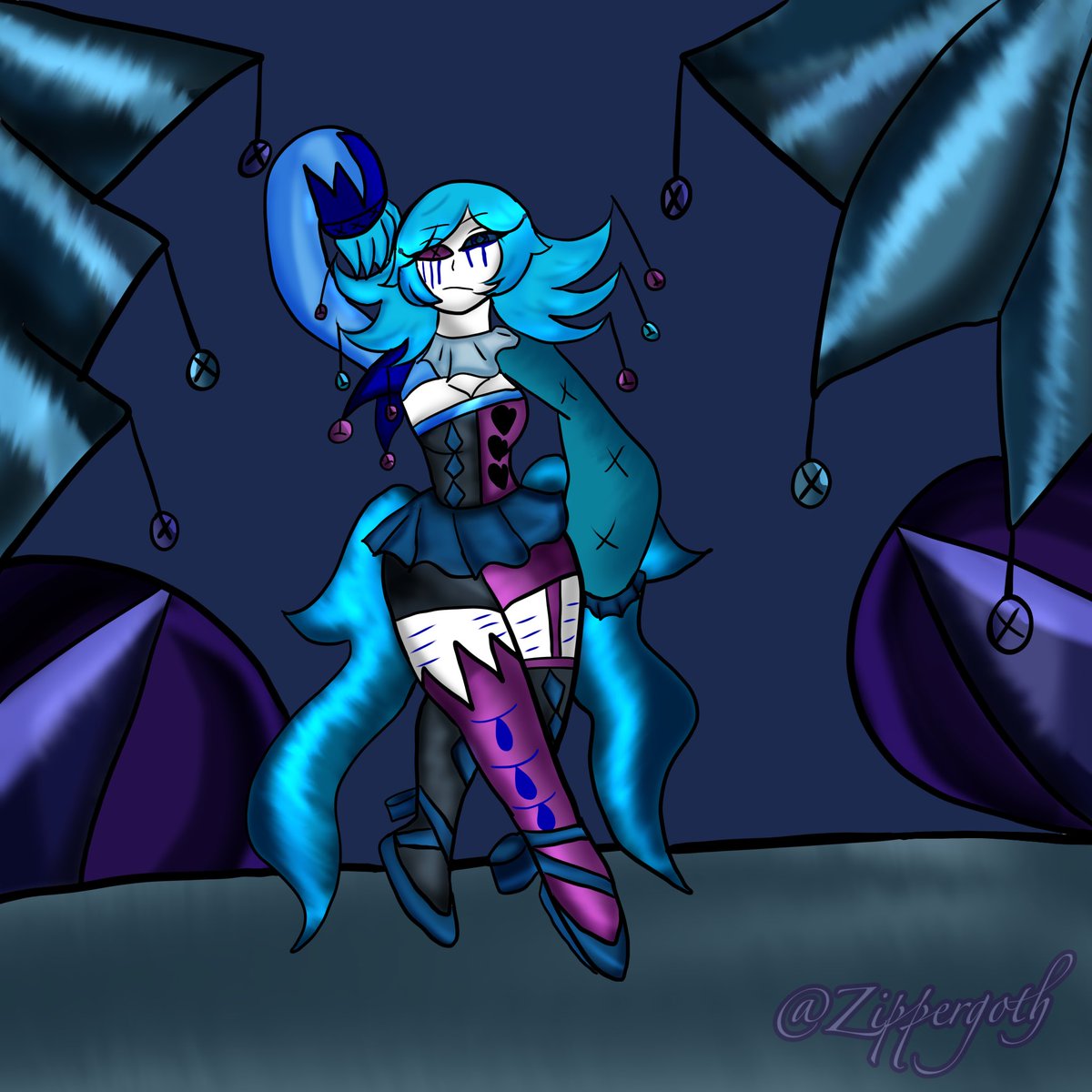 zippergoth's tweet photo. Here Kuro a sad clown ballets 
Happy clown week 
#happyclown #happyclownweek #oc https://t.co/yLu2PBu2DN