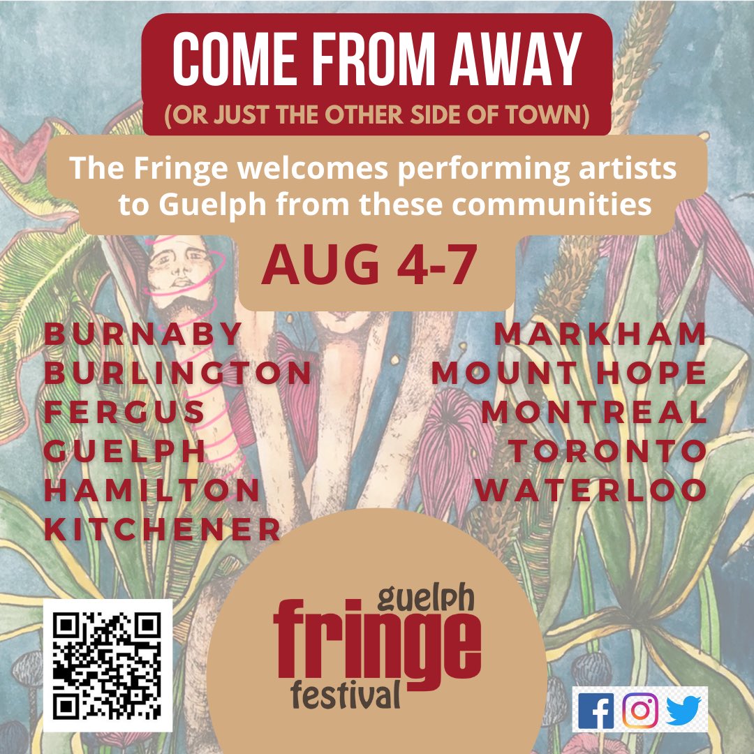 Guelph_Fringe's tweet image. THIS WEEK ONLY. So many shows to see in @DowntownGuelph AUG 4-7. Scan the QR code (or visit the website) and start planning your Fringe experience. Non-stop #theatre #music  #comedy #fun.