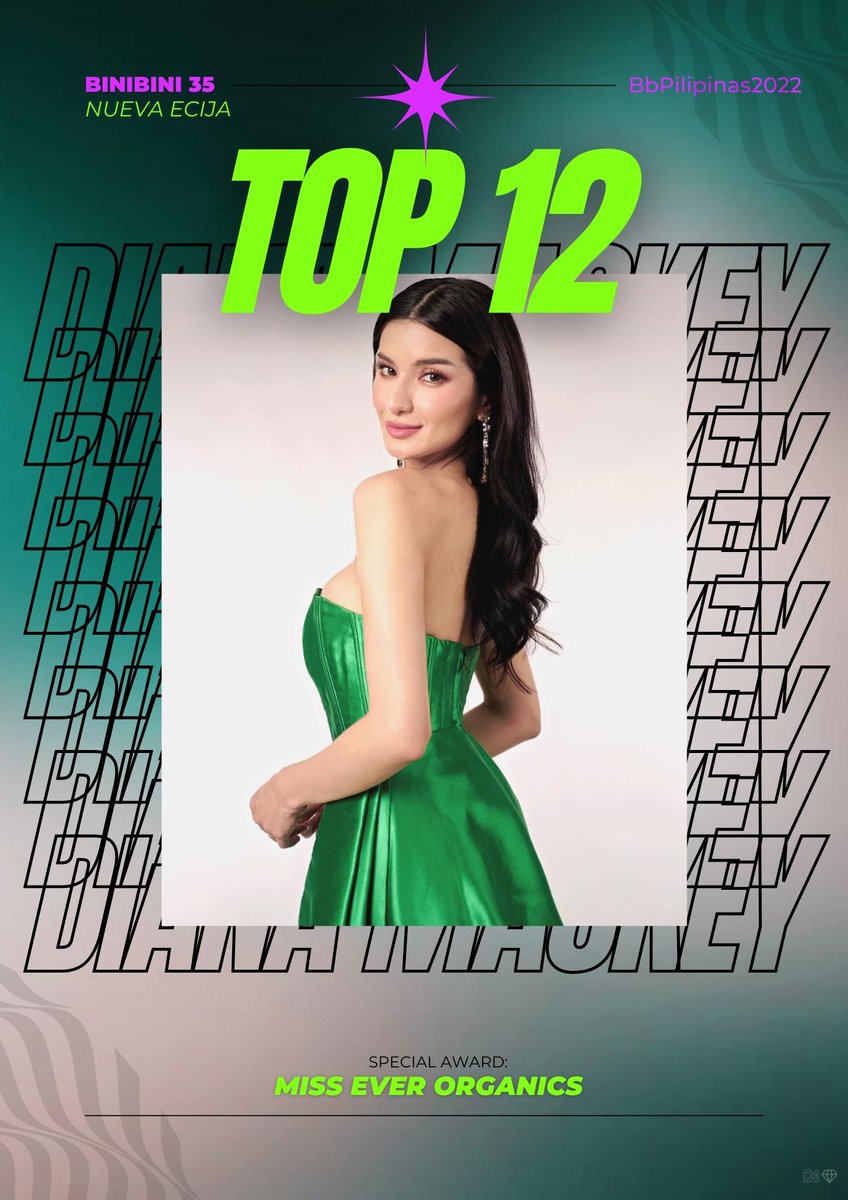 Sometimes the stars don't align, but He has made everything beautiful in its time. ✨

Congratulations to <a href="/dianacmackey/">Diana Mackey</a> for making it to TOP 12 of #BinibiningPilipinas2022 &amp; for winning the special award "Miss Ever Organics" by <a href="/EverBilenaPH/">Ever Bilena</a>

Nevertheless, you're indeed a Queen!